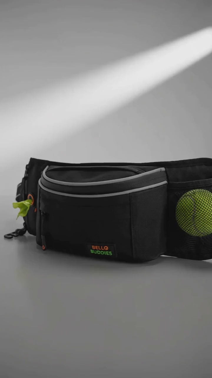 Bello Buddies® Leckerlitasche für Hunde I Bauchtasche mit Schnellzugriff inkl. wechselbarer Innentasche & Leinenhalter
